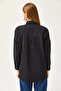 Women's Black Collar and Pocket Jewelled Woven Shirt GML-19001185 - 6