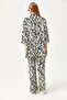 Women's Black Top Kimono Bottom Pocket Trousers Set TKM-19000276 - 6