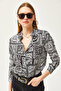 Women's Black Patch Patterned Woven Viscose Shirt GML-19001189 - 4