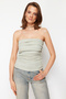 Mint Drape Detailed Lurex/Silvery Strapless Stretch Knitted Blouse TWOSS24BZ00136 - 3