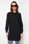 Black Sleeve Detailed Knitted Crew Neck Slit Tunic TCTSS21TN0257 - 2