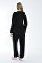 Black Long Sleeve Maternity and Pregnant Pajamas Set Suitable for Breastfeeding - 3