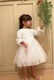 White Long Balloon Fabric Sleeve Detailed Baby Girl Dress with Six Tutu