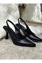 Casual Women's Pointed Toe Flat Patternless Thin Open Back Heels Black Evening Dress Shoes 101B - 4