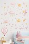 Baby Room Happy Pink Balloons and Sky Sticker for Wall Mirror Cabinet Door