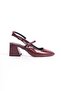 Mulia Claret Red Patent Leather Mary Jane Thick Heeled Ankle Strap Shoes - 4