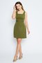 Women's Wide Strap Square Collar Mini Khaki Dress - 2