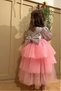 Pink Top Sequin 3 Layers Tailed Tulle Skirt Long Sleeve Girl Child Baby Girl Dress - 3