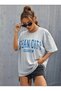 Unisex Cotton Gray Crew Neck Oversize T-shirt Ocean City Printed - 4