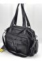 Mega Women's Black Washed Leather Shoulder Bag