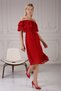 Women's Collar Ruffle Belt Red Chiffon Dress 5000 - 9