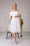 Women's Collar Ruffle Belt White Chiffon Dress 5000 - 6