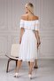 Women's Collar Ruffle Belt White Chiffon Dress 5000 - 4
