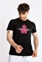 Printed O-collar T-shirt Anillo - Black (MAGENTA PRINT) - 2