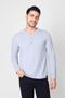 Buttoned Crew Neck Long Sleeve T-shirt Np-collargo - Light Gray - 2