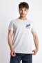 Printed O-collar T-shirt Tissue - Gray Melange