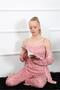Women's 3-Piece Dusty Rose Dressing Gown Pajamas Set 16103 - 2