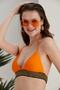 Women's Orange Ribbon Embroidery Detailed Crop Comfortable Fit Lined Stylish Bikini Top - 4