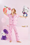 Hello Kitty Licensed 100% Cotton Pink Multicolor Buttoned Piping Pajamas Set - 2