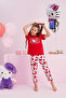 Hello Kitty Licensed 100% Cotton Red Multicolor Crew Neck Pajama Set - 3