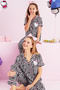 Hello Kitty Licensed 100% Cotton Black and White Multicolor Buttoned Piping Pajamas Set