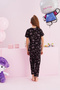 Hello Kitty Licensed 100% Cotton Black Multicolor Crew Neck Pajama Set - 4