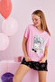 Hello Kitty Licensed 100% Cotton Pink Multicolor Crew Neck Shorts Pajamas Set - 2