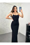 WOMEN'S BLACK AUTOMAN FABRIC STRAP SLIT DRESS - 2