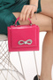 Fuchsia Color, Shiny Patent Leather Stone, Magnetic Cover, Hand and Hanging Evening Bag Width: 17.5 Cm, Length: 14 Cm - 4