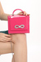 Fuchsia Color, Shiny Patent Leather Stone, Magnetic Cover, Hand and Hanging Evening Bag Width: 17.5 Cm, Length: 14 Cm - 2