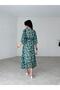 V-NECK BELTED WIDE SLEEVE DETAIL MIDI CHIFFON DRESS - 2