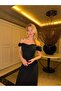 Women's Chest Draped Aerobin Fabric Slit Maxi Dress - 3