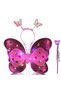 Imported Led Light-Up Butterfly Angel Fairy Wing Elasticated Glitter Wing Wand Stick Crown Set Children's Costume Pink - 3