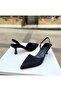 Black Satin Stone-Decorated 6 cm Heel Shoes 01040 - 2