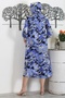 Camouflage Blue Hooded Buttoned Long Sleeve Hidden Pocket Printed Casual Woven Dress - 8