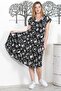 Black-White V-Neck Low Sleeve Printed Casual Woven Dress - 5