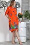 Orange Shirt Collar Buttoned Long Sleeve Buttoned Hidden Pocket Printed Casual Woven Dress - 3