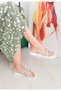 White Color Flat Sole Stone Band Detailed Women's Slippers