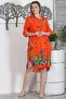 Orange Shirt Collar Buttoned Long Sleeve Buttoned Hidden Pocket Printed Casual Woven Dress - 4
