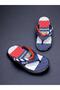 Children's Massage Sole Navy Blue Color Figured Flip-Flop Non-Slip Beach Daily Slippers - 3