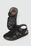 Apella Baron Men's Genuine Leather Massage Gel Sole Black Color Orthopedic Daily Sandals Slippers