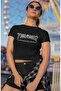 Trasher Magazine Printed Crop Top, Spider Pattern Printed Crop Blouse - 2