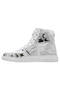 Women's Vegan Leather White High Sneakers - Black Cats Only Design - 5