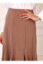 Cut Detailed Fabric Skirt - Light Brown - Refka - 7