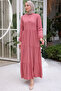 8232 Drawstring Collar Dress Dried Rose
