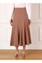 Cut Detailed Fabric Skirt - Light Brown - Refka - 6