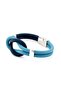 Blue Navy Blue Alaçatı Knot Genuine Leather Men's Bracelet M051C - 3