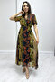 Short Sleeve Lined Plus Size Chiffon Dress Leopard, Navy, Black, Tie-Dye, Brown, Green Floral - 3