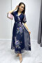 Short Sleeve Lined Plus Size Chiffon Dress Leopard, Navy, Black, Tie-Dye, Brown, Green Floral - 2