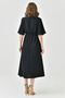 Aerobin Fabric Elastic Waist Belt Detailed Bat Sleeve 130 cm Midi Double Breasted Collar Black Dress 097 - 3